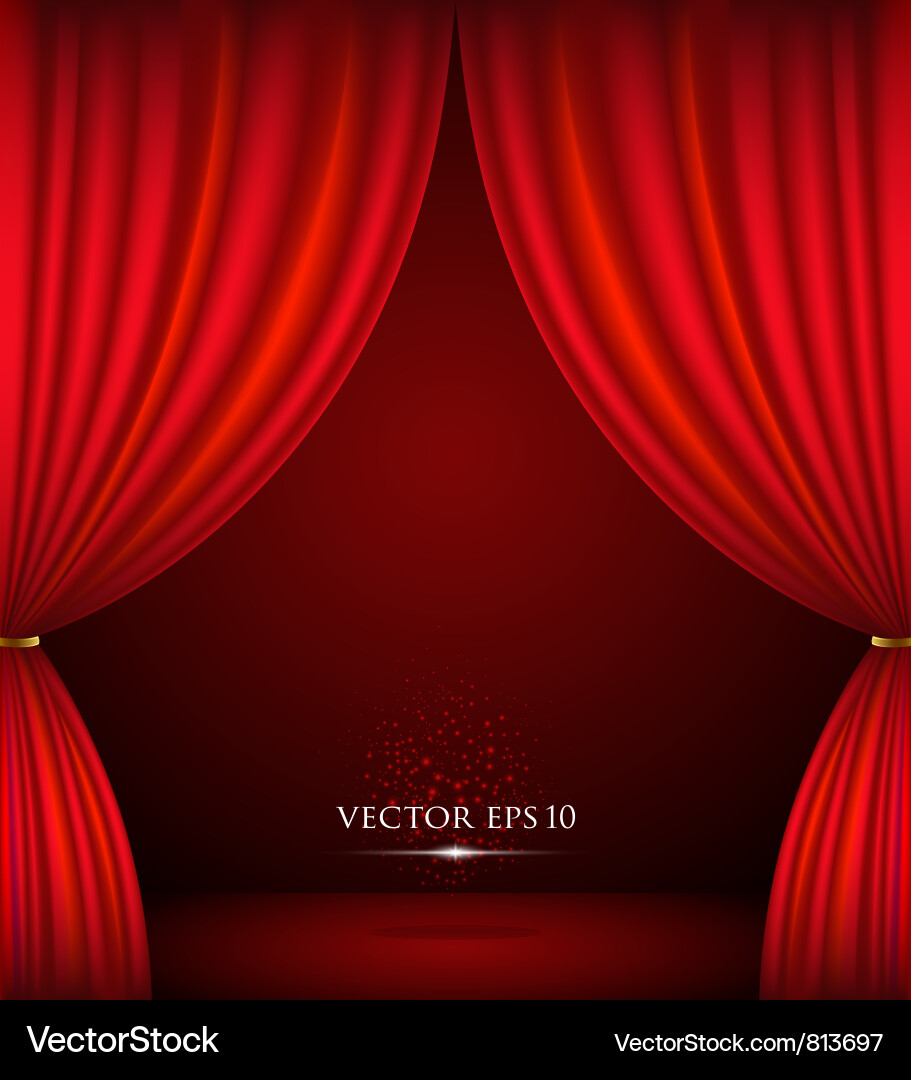 Dramatic Red Theater Curtains Vector Image