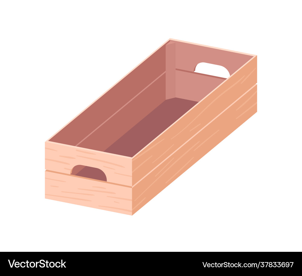 Empty open wooden box with handles rectangular Vector Image