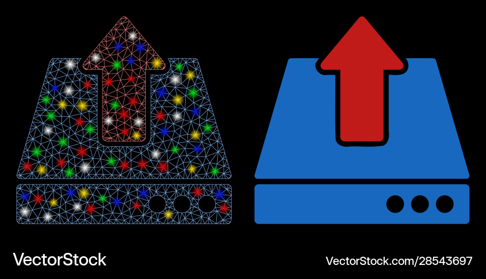 Flare mesh network upload icon with spots Flare mesh network upload icon with spots vector image