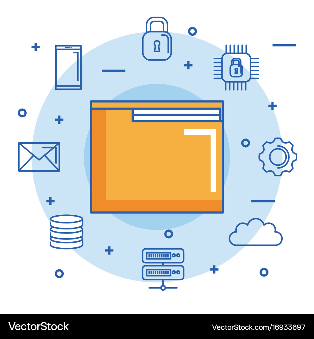Folder file document digital internet secure email vector image