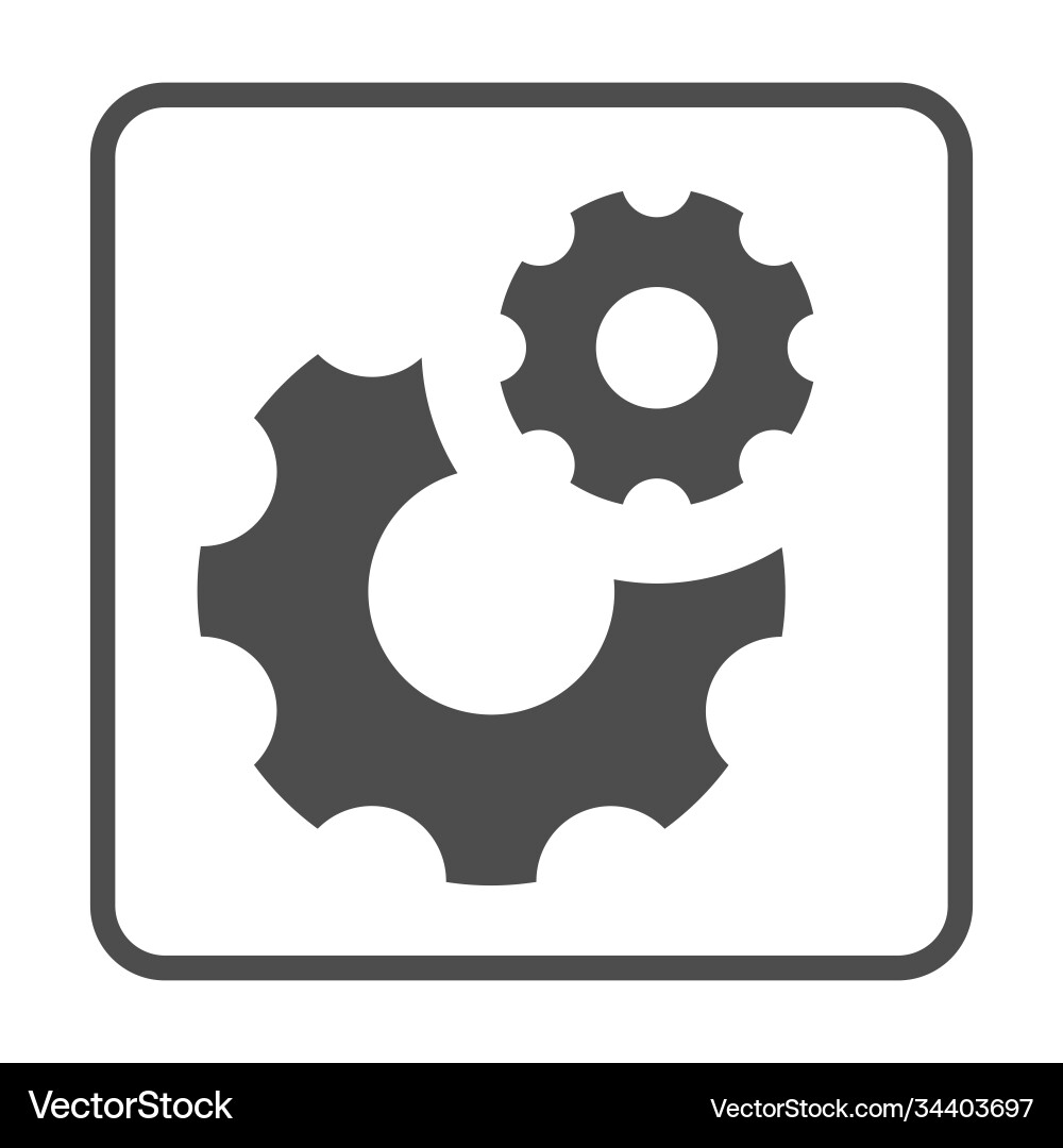 Gears solid icon robotization concept two cog Gears solid icon robotization concept two cog vector image