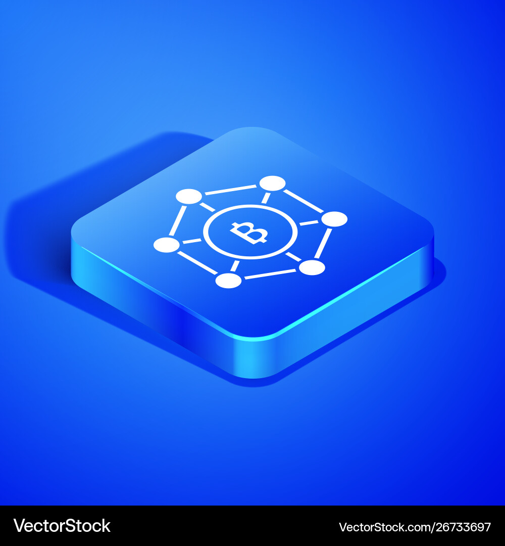 Isometric blockchain technology bitcoin icon Isometric blockchain technology bitcoin icon vector image