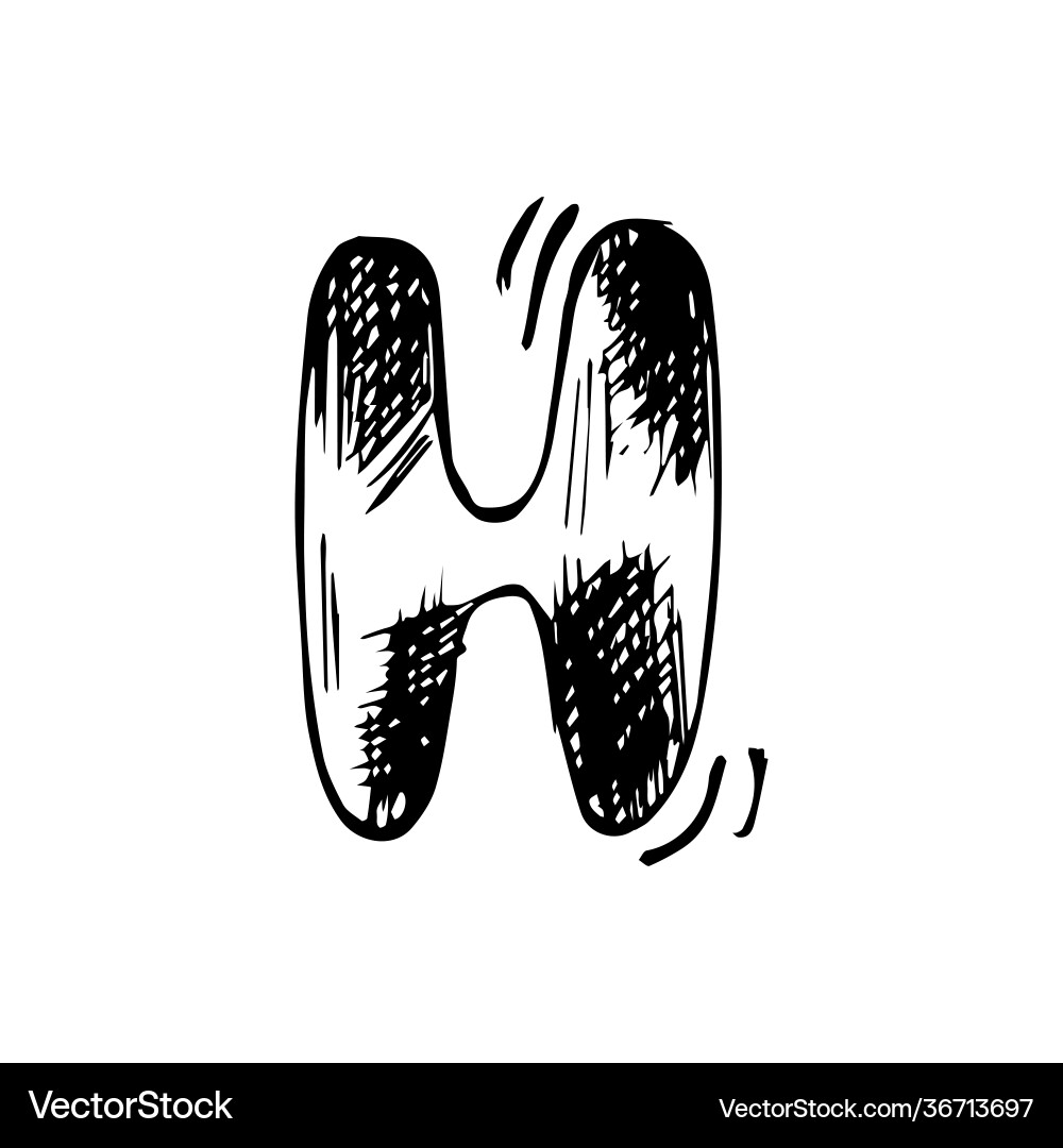 Letter h trendy alphabet in graphic style hand Letter h trendy alphabet in graphic style hand Vector Image