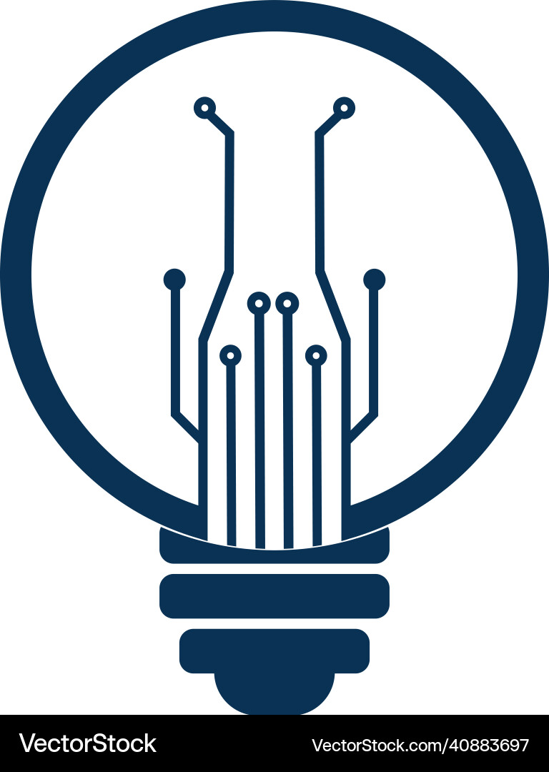 Light bulb idea icon with circuit board inside Vector Image