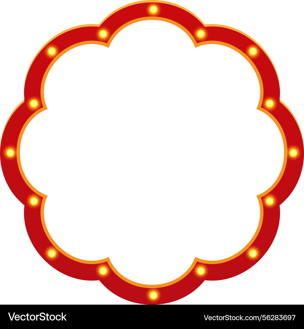 Red frame with glowing yellow light circular shape Red frame with glowing yellow light circular shape vector image