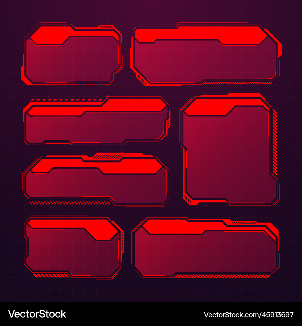 Red futuristic hud or ui elements sci-fi user vector image