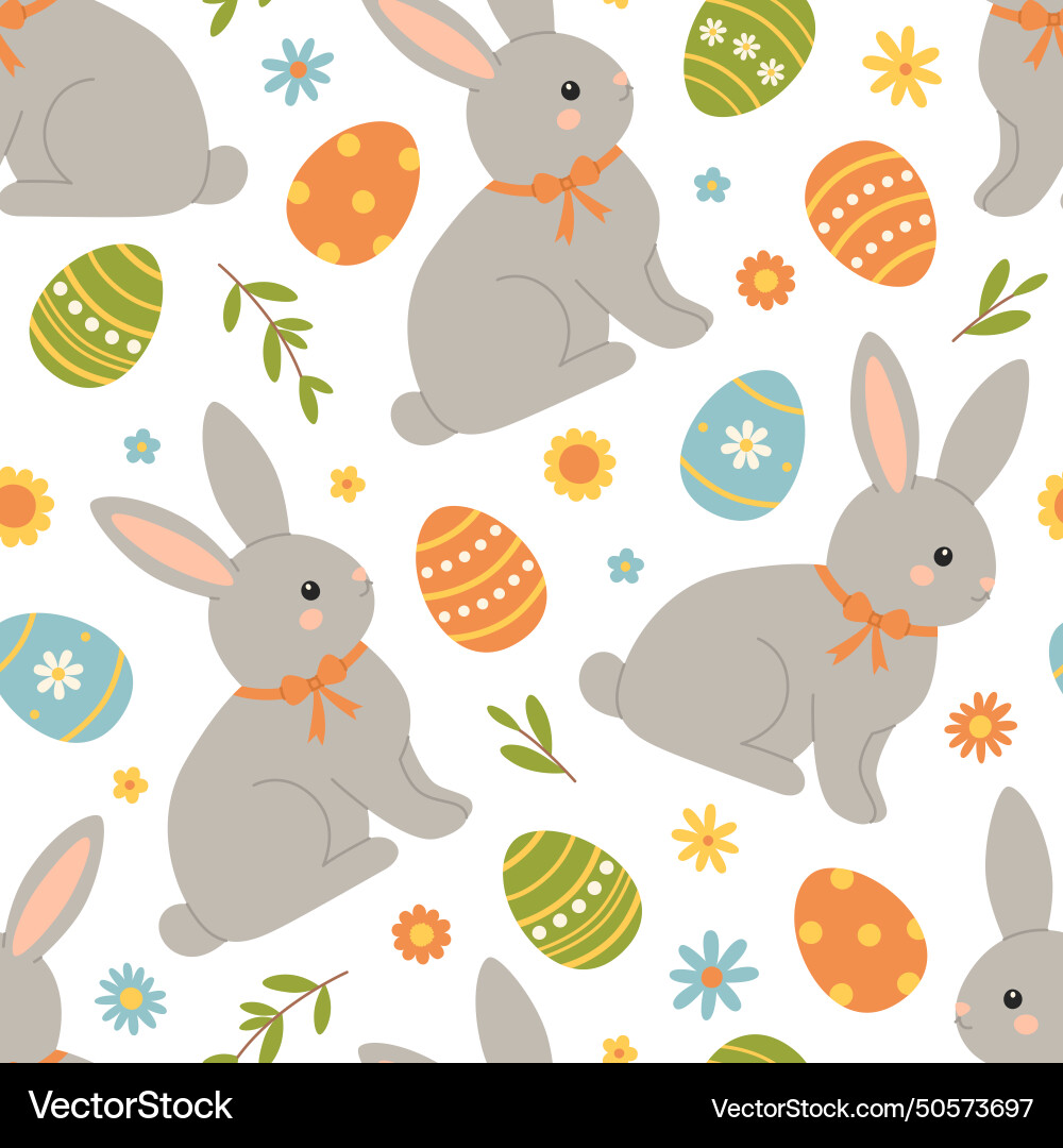 Seamless pattern with easter eggs rabbit Seamless pattern with easter eggs rabbit vector image