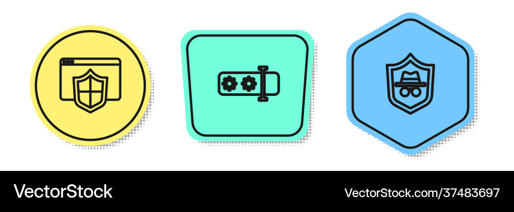 Set line browser with shield password protection Vector Image