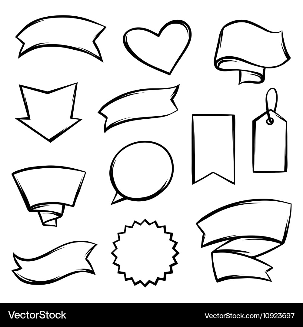 Set of black banners tags and labels vector image