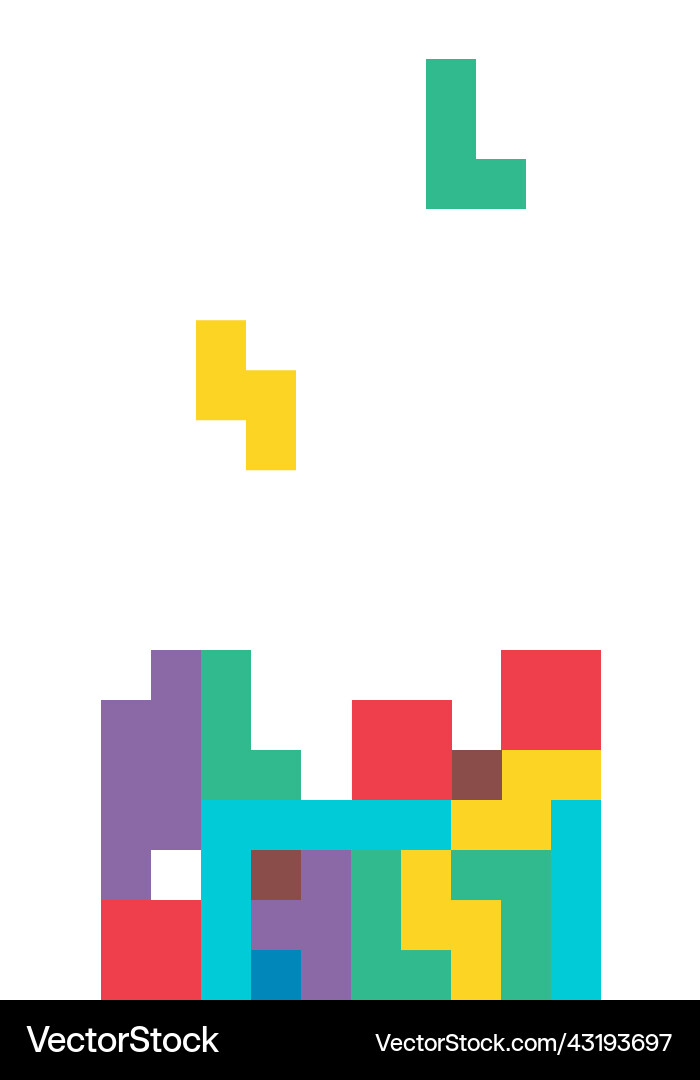 Set of color tetris block background puzzle Set of color tetris block background puzzle vector image