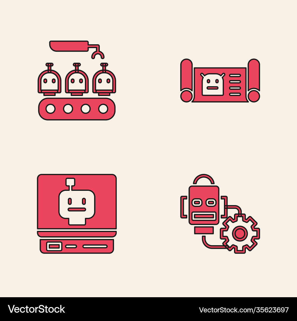 Set robot setting industrial production robots Set robot setting industrial production robots vector image