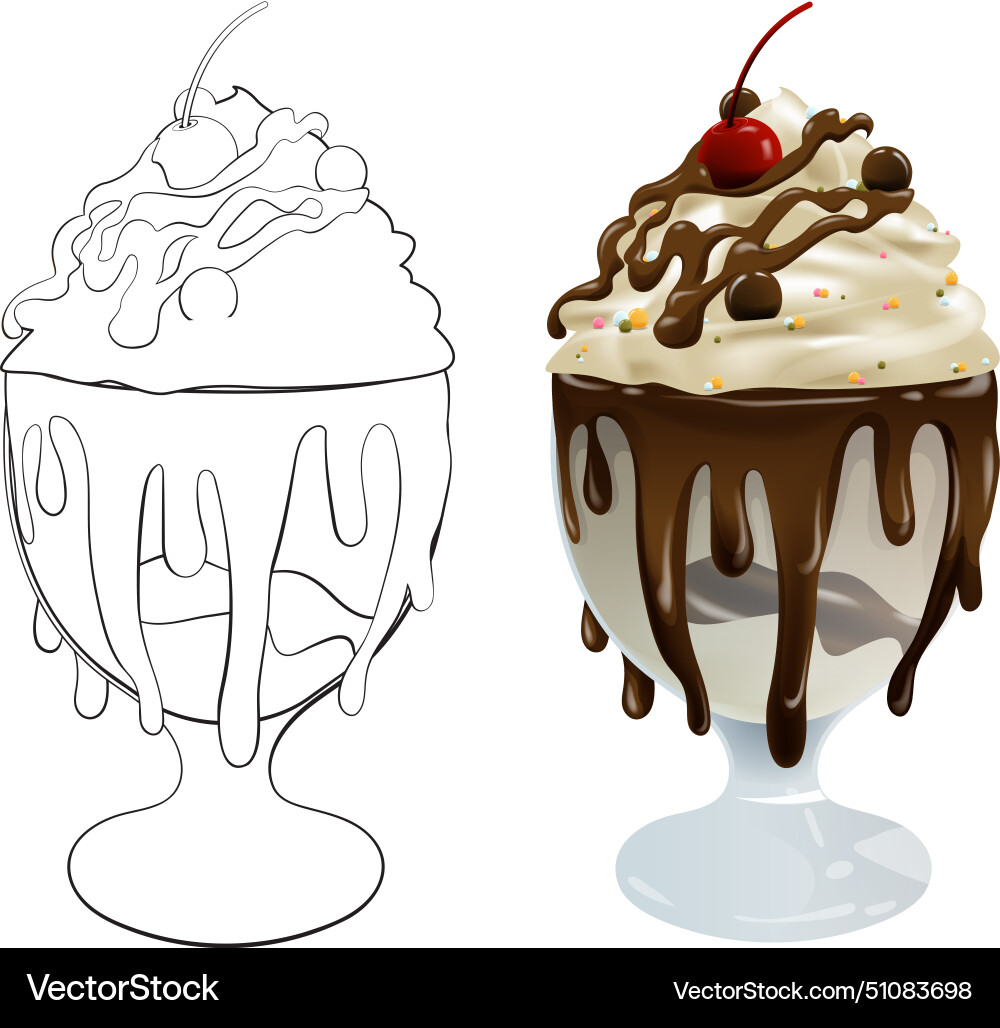 A chocolate sundae dessert Royalty Free Vector Image