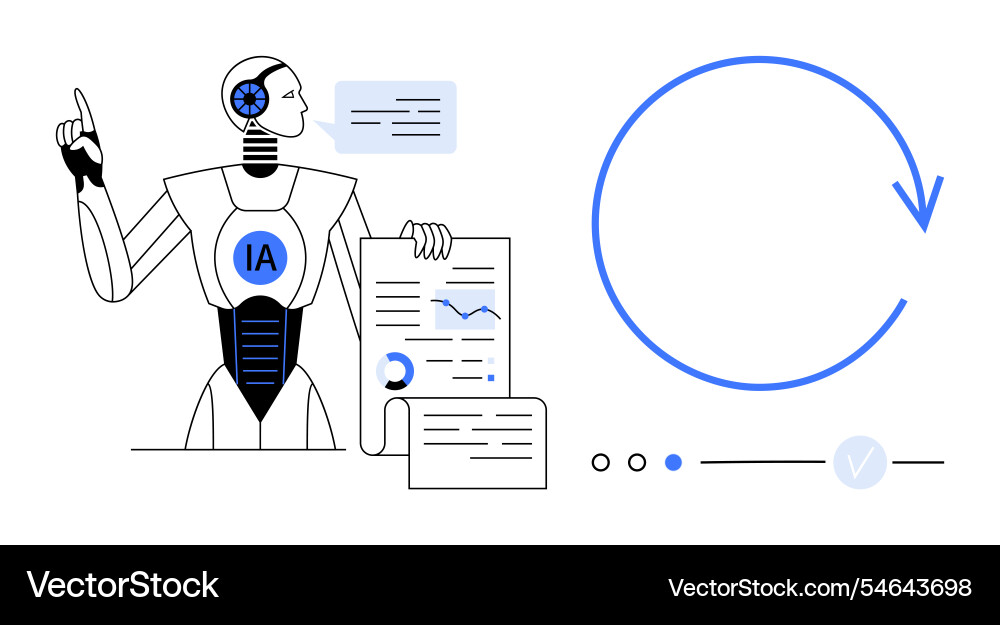 Ai-powered robot presenting data and insights Ai-powered robot presenting data and insights vector image