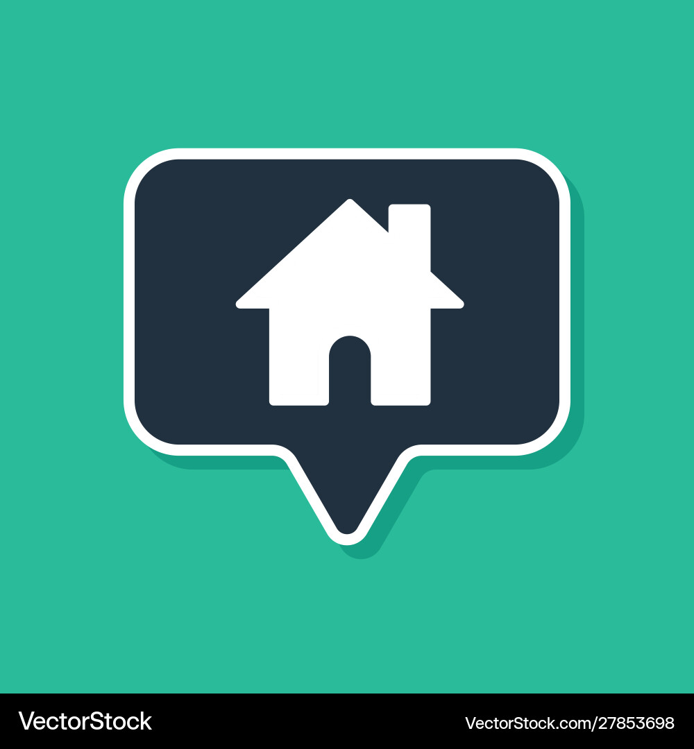 Blue map pointer with house icon isolated on green Blue map pointer with house icon isolated on green vector image