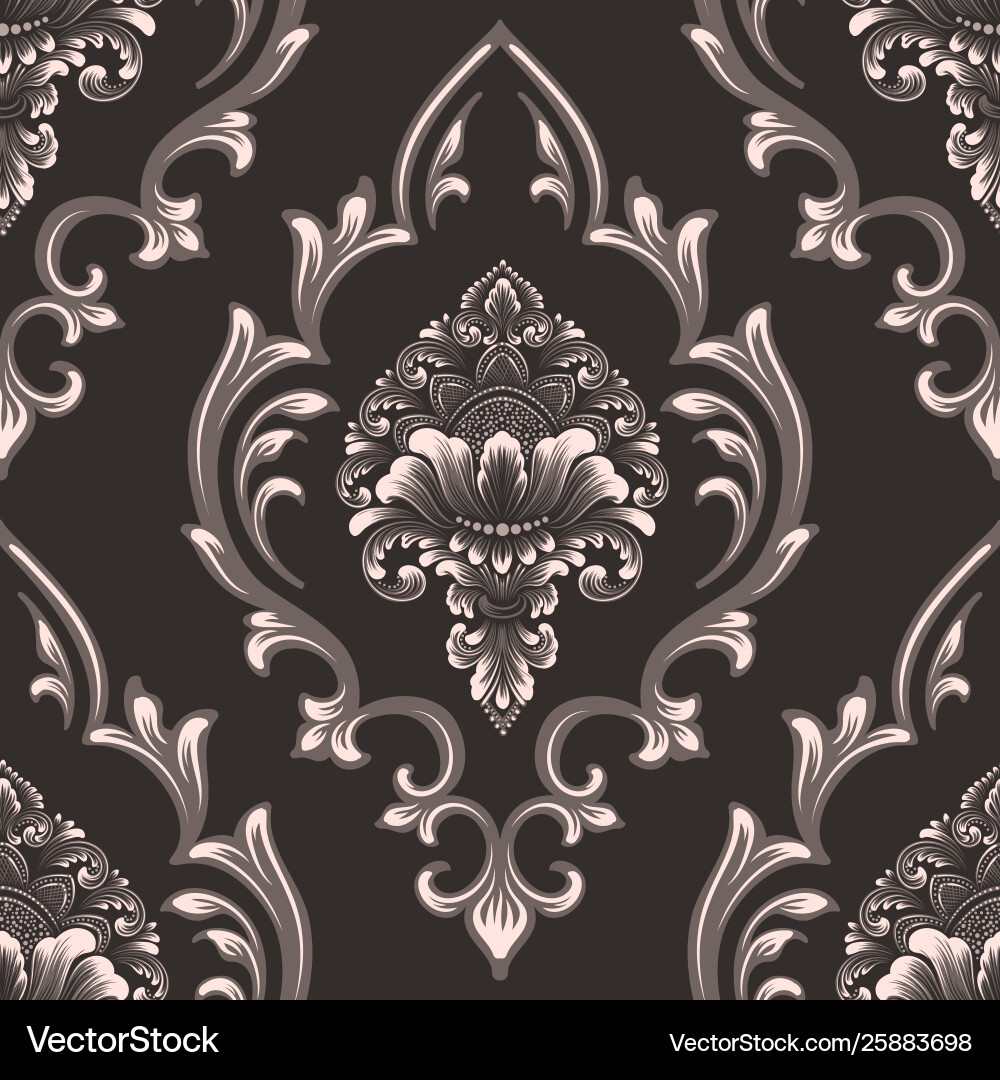 Damask seamless pattern element classical Damask seamless pattern element classical vector image