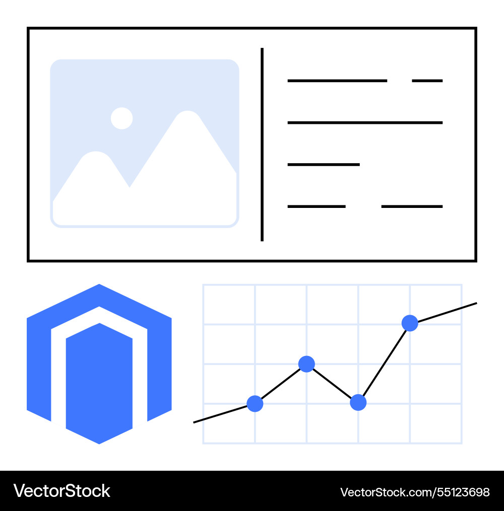 Data visualization with line chart document Vector Image