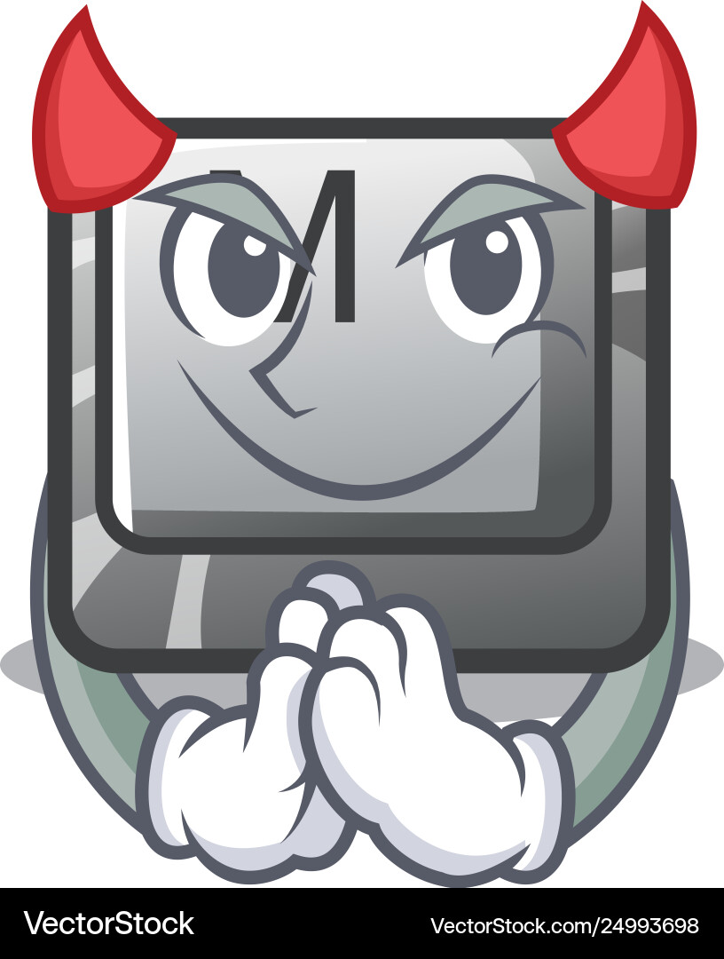 Devil m button installed in game cartoons vector image