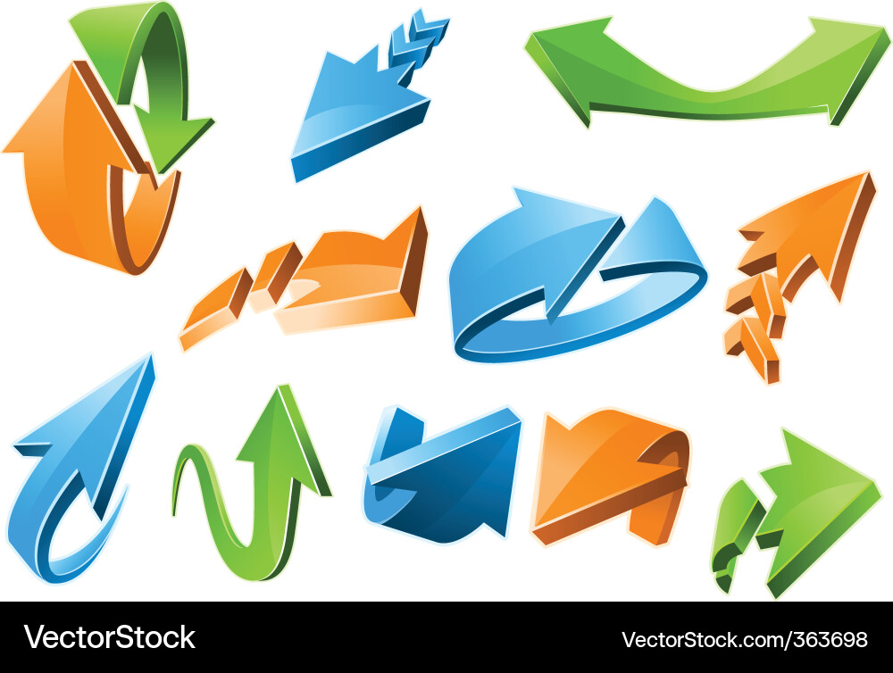 Dynamic Arrow Icons - 3D Set vector image