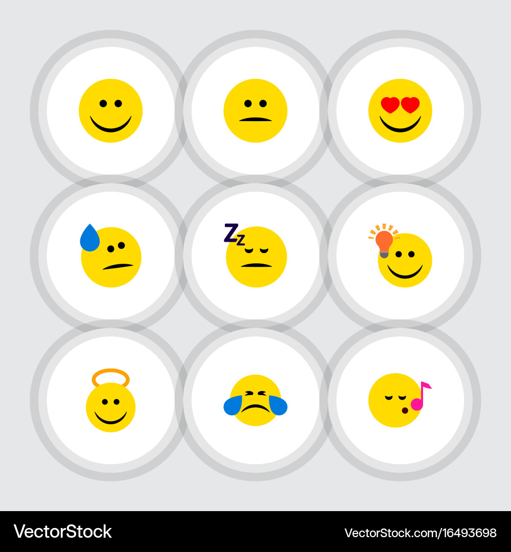 Flat icon expression set of joy cold sweat have Vector Image