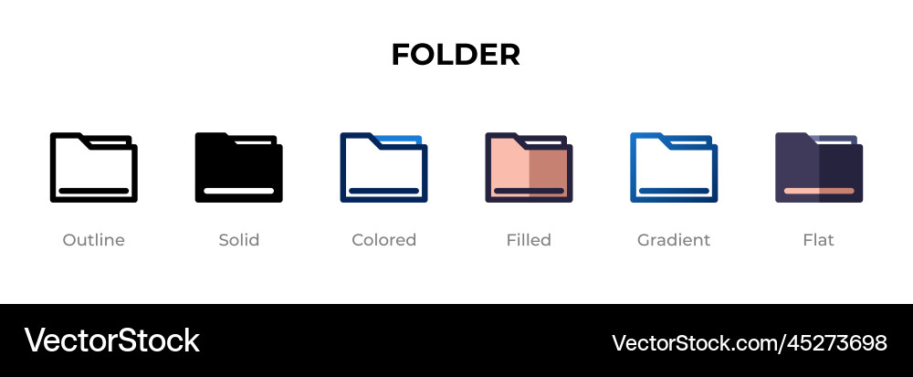 Folder icon in different style icons Folder icon in different style icons vector image