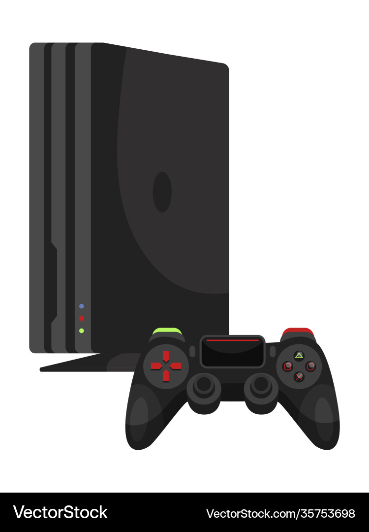 Game console and joystick isolated on white space Game console and joystick isolated on white space vector image