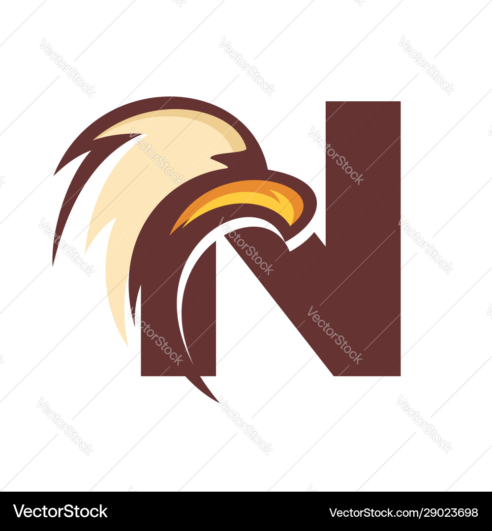 Initial letter n eagle head logo Royalty Free Vector Image