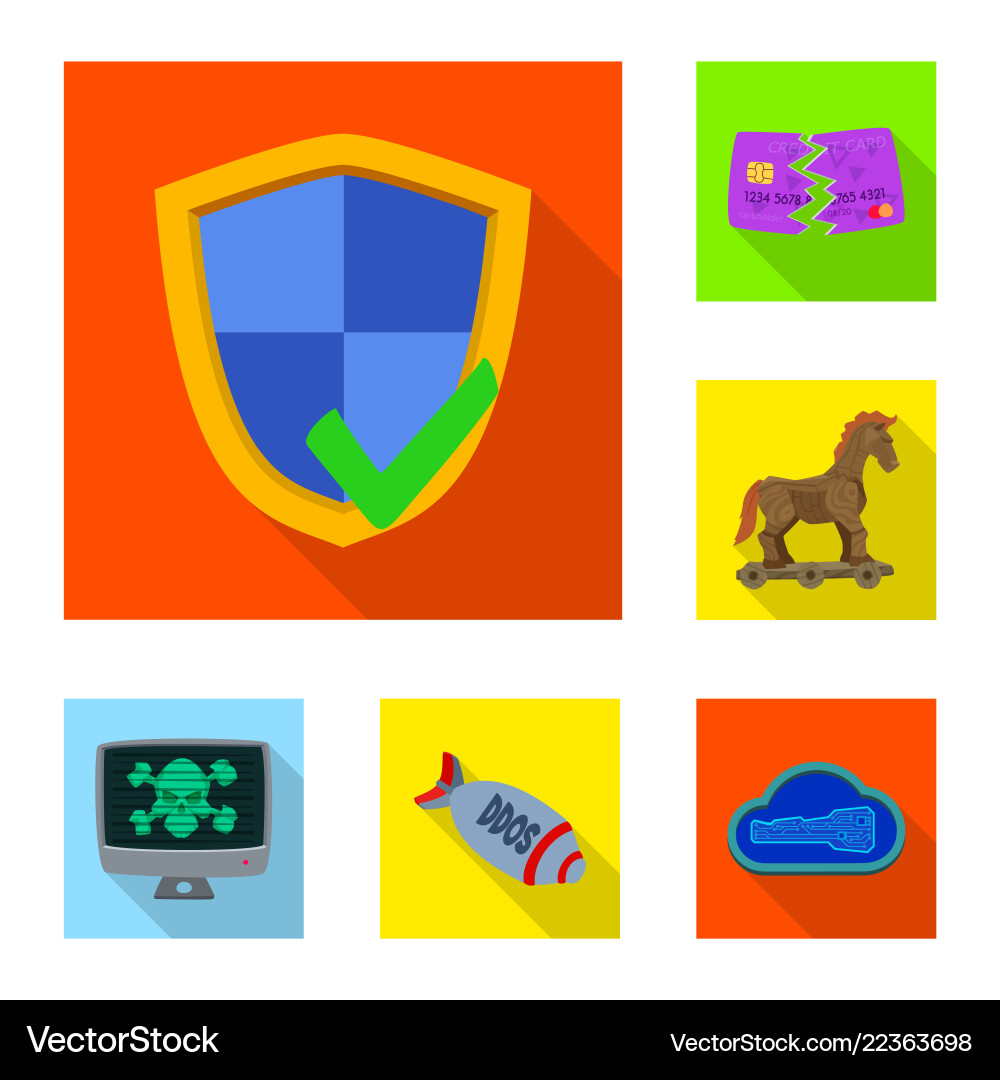 Isolated object of virus and secure logo set Vector Image