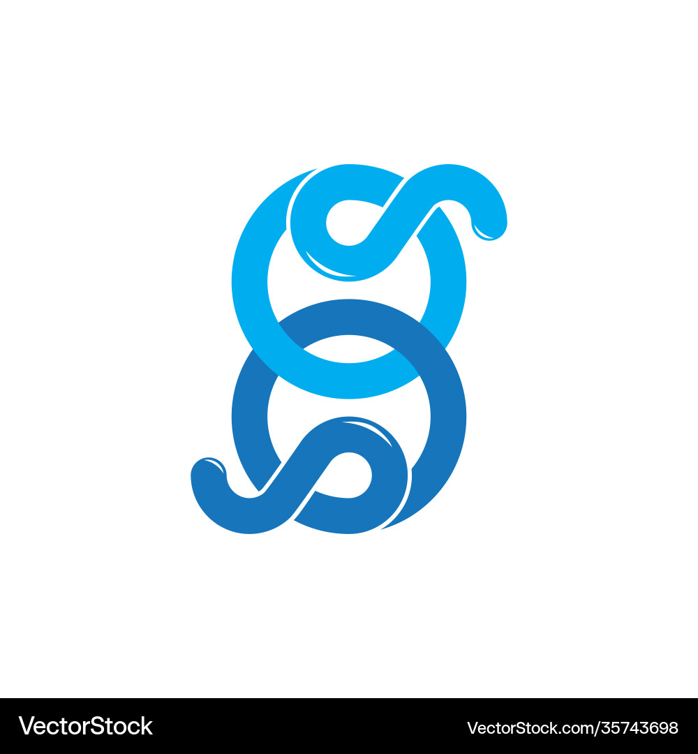 Linked circle loop overlapping line logo vector image