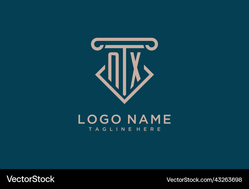 Nx initial with pillar icon design clean Vector Image