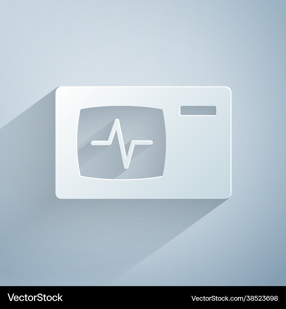 Paper cut computer monitor with cardiogram icon Paper cut computer monitor with cardiogram icon vector image