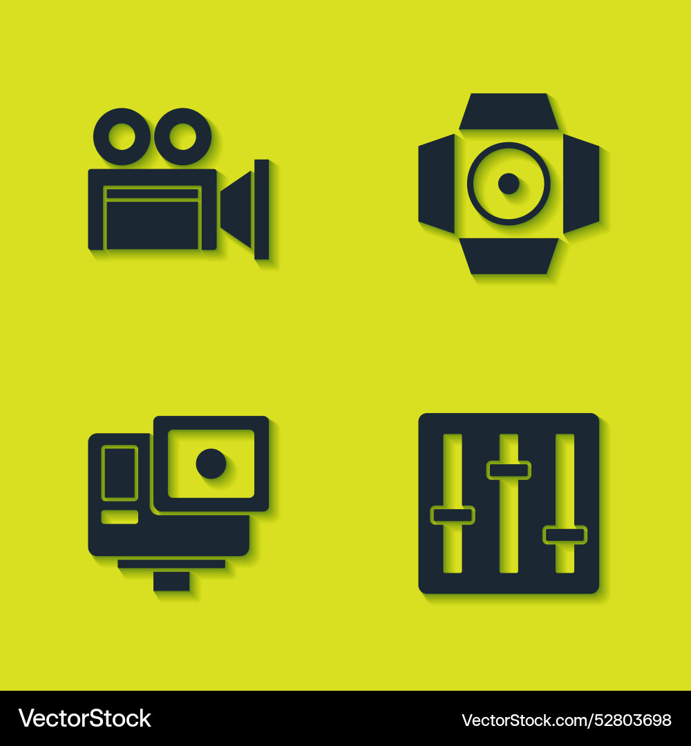 Set cinema camera sound mixer controller action Set cinema camera sound mixer controller action Vector Image