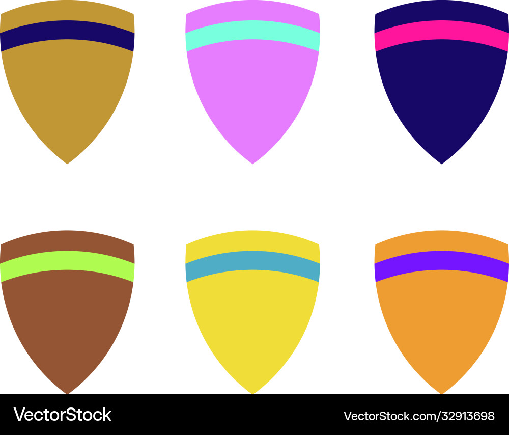 Set color shields in 6 different shapes Set color shields in 6 different shapes Vector Image