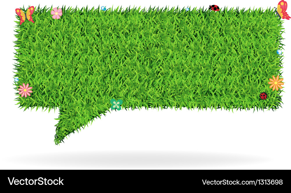 Speech bubble green grass texture background Vector Image