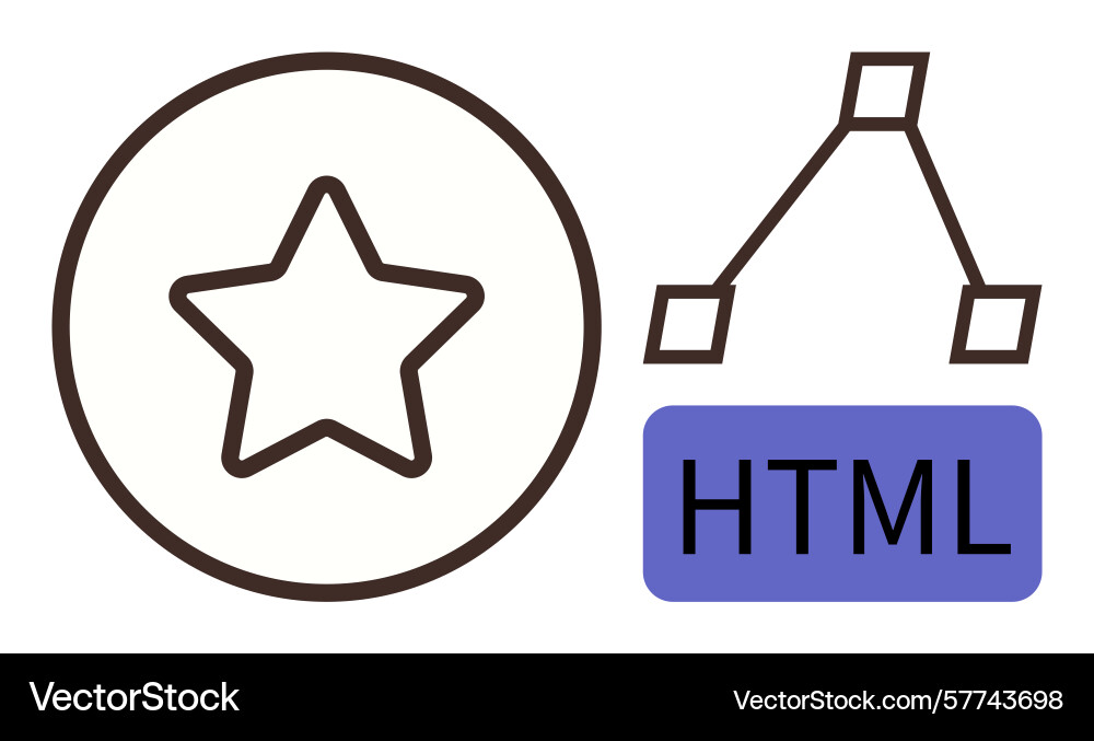 Star badge html tag and node structure vector image
