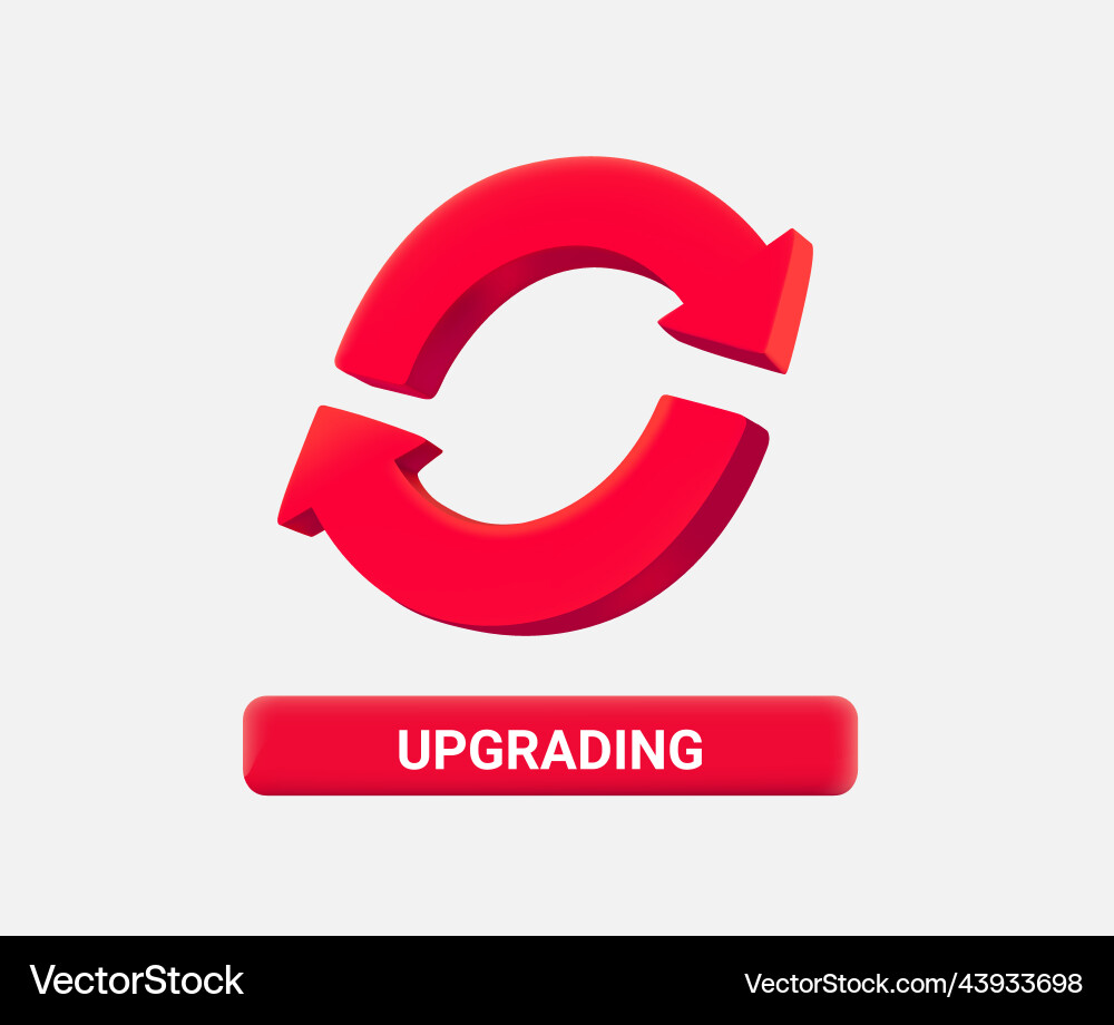Upgrading concept with red arrows 3d isolated icon Upgrading concept with red arrows 3d isolated icon vector image