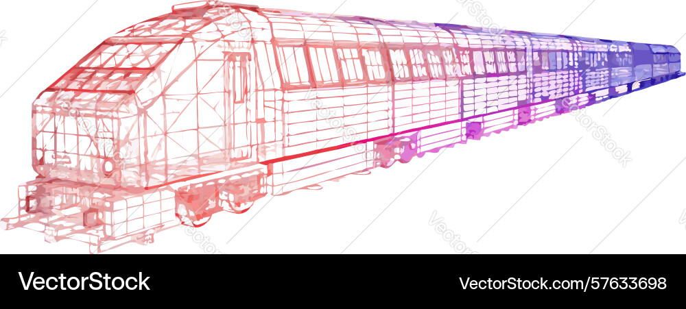 Wireframe train blueprint engineering and design Vector Image