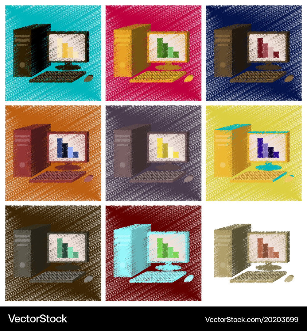 Assembly flat shading style icon office computer vector image