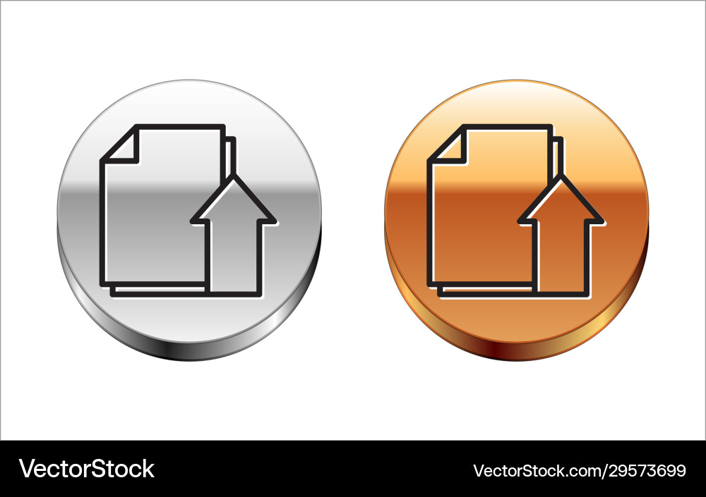 Black line upload file document icon isolated Black line upload file document icon isolated vector image