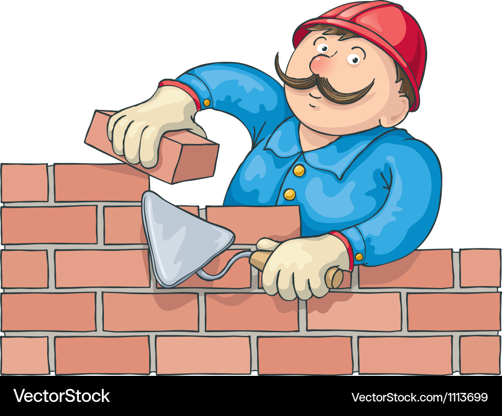 Bricklayer Constructing Red Wall vector image