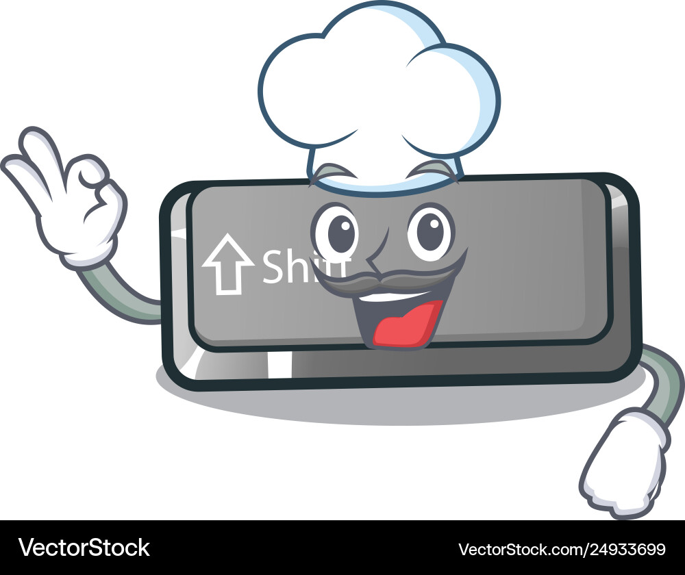 Chef button shift on a keyboard mascot Chef button shift on a keyboard mascot vector image