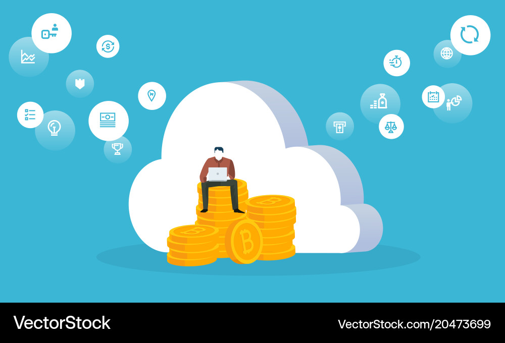 Mine on cloud. Майнинг графика. cloud mining вектор.