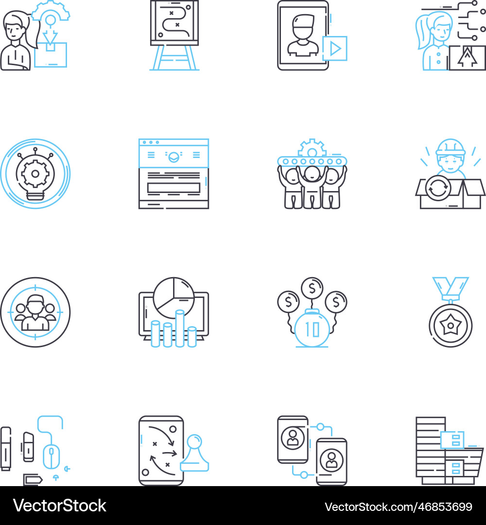 Collaborative approach linear icons set vector image
