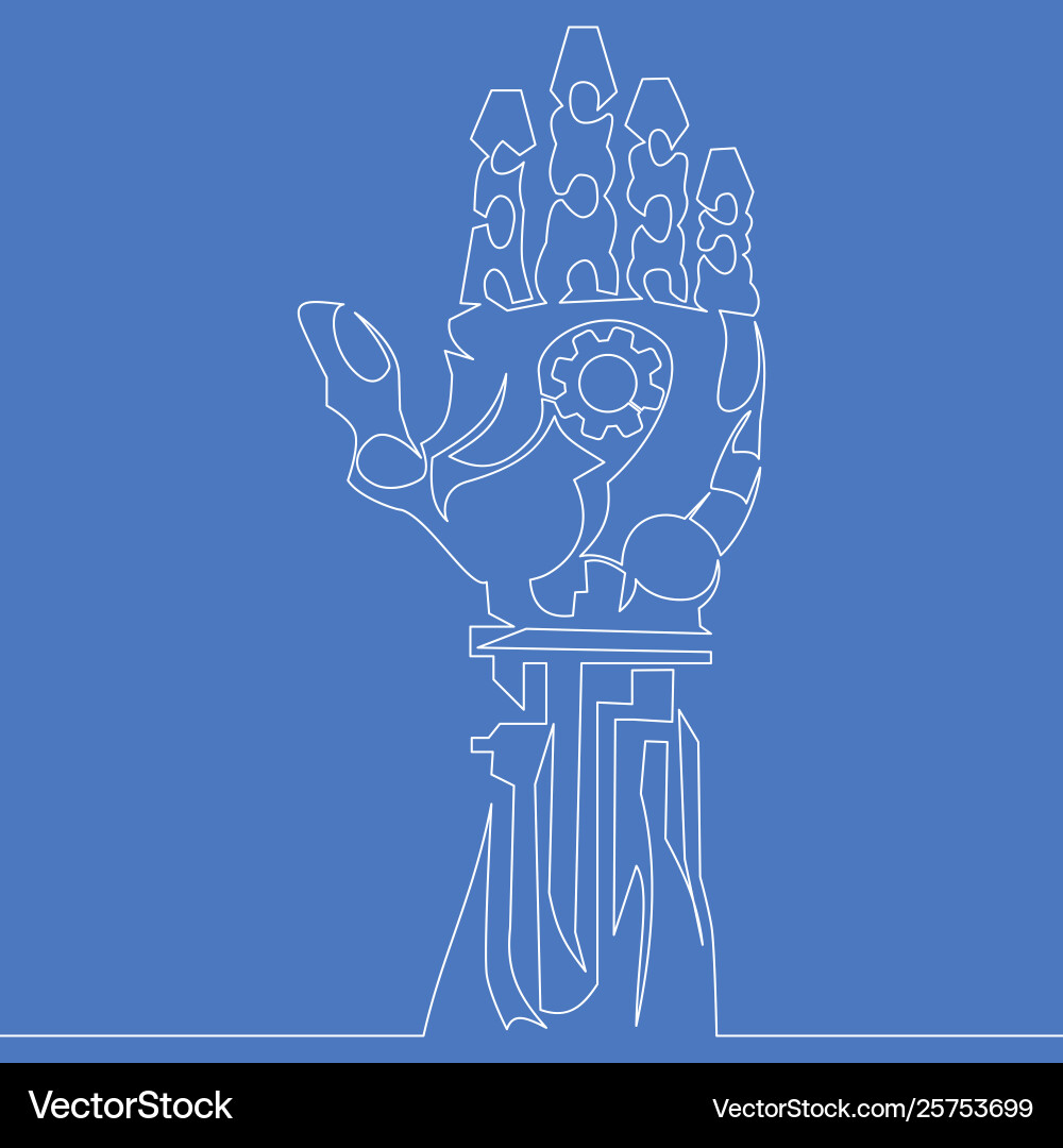 Continuous one line drawing robotic arm concept Continuous one line drawing robotic arm concept vector image