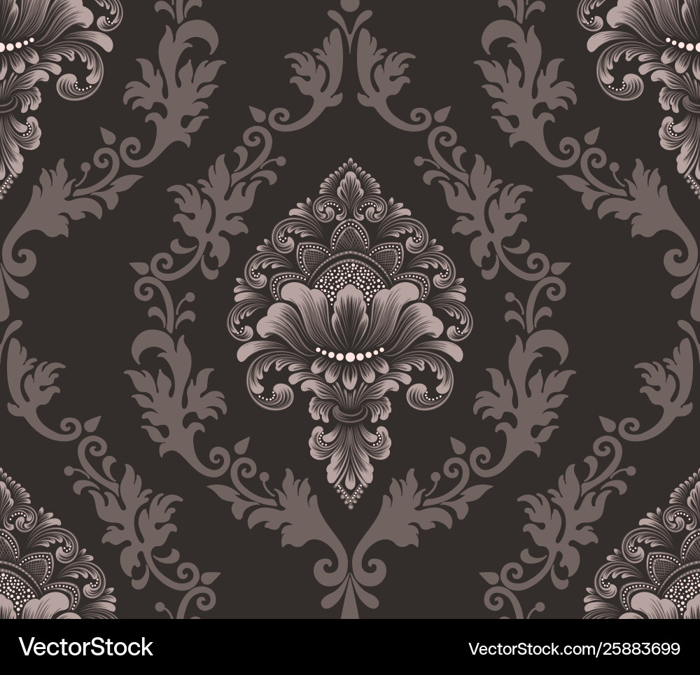Damask seamless pattern element classical Damask seamless pattern element classical vector image