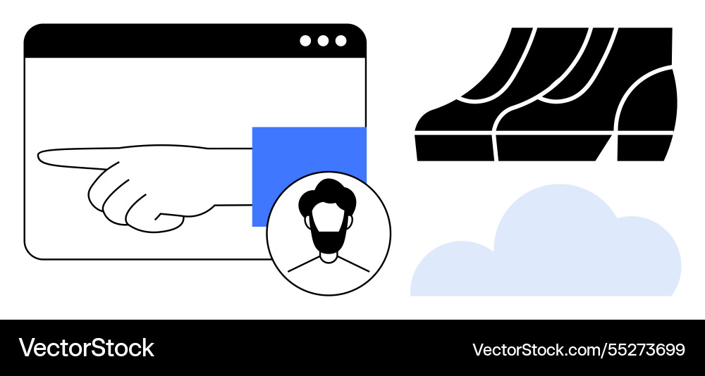 Digital navigation concept with hand pointing Digital navigation concept with hand pointing vector image