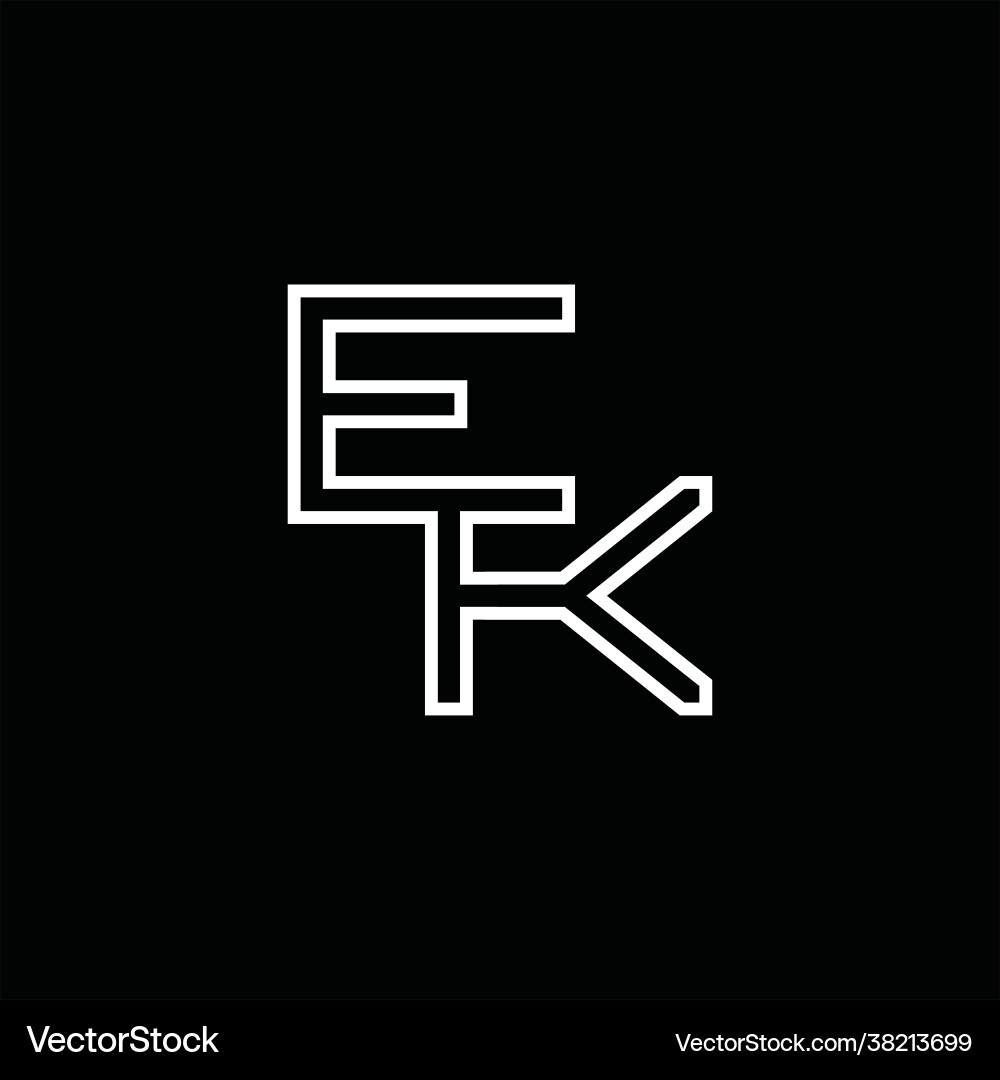 Ek logo monogram with circle rounded slice shape Ek logo monogram with circle rounded slice shape Vector Image