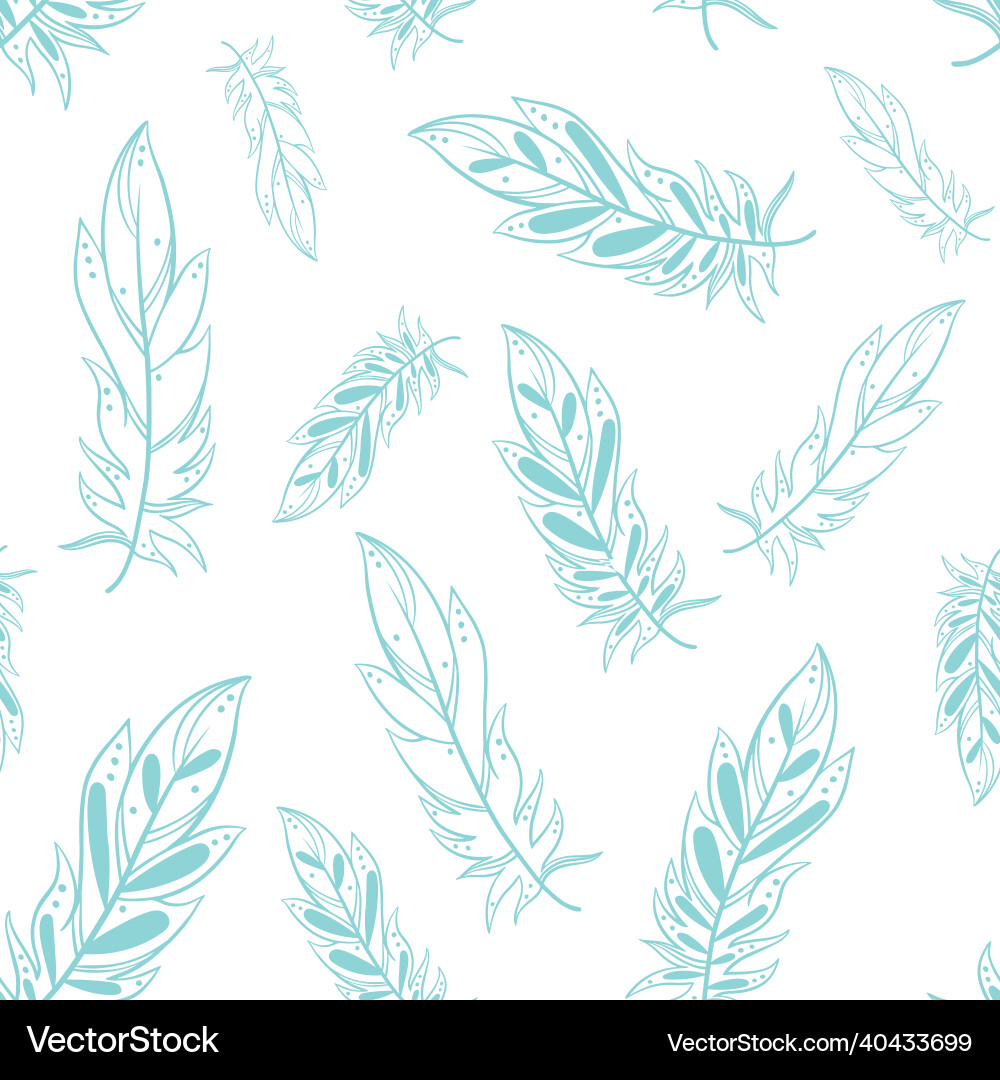 Feather set handmade graphics seamless pattern Feather set handmade graphics seamless pattern vector image