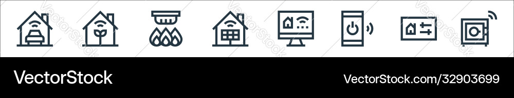 Flat smarthome line icons linear set quality Flat smarthome line icons linear set quality vector image