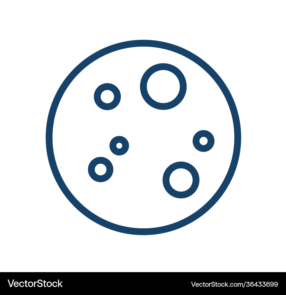 Full moon with craters in line art style simple Full moon with craters in line art style simple vector image