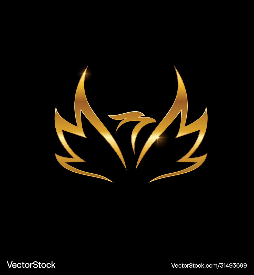 Golden phoenix logo sign vector image